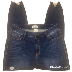 Lane Bryant high rise distressed skinny jeans
